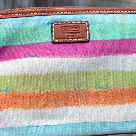 COACH Leatherware Pastel Multi-Color Canvas Zip Wristlet/Pouch - Picture 2 of 7